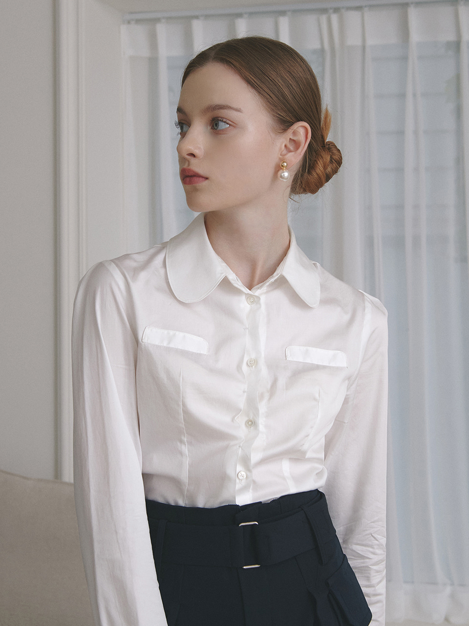 silky cotton blouse - ivory