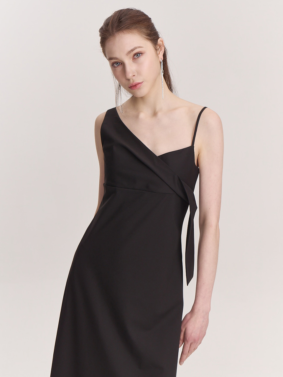 23SS) Rare draped dress - black