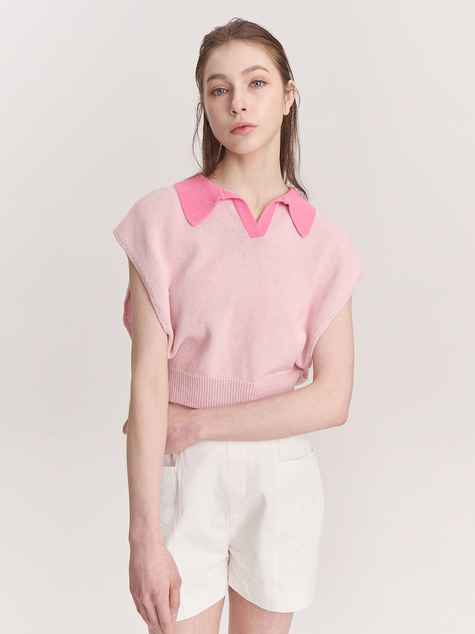 23SS) Ellie collar knit - pink